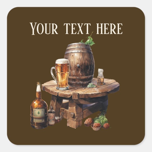 Sticker Carré bière cool ajouter du texte (Devant)