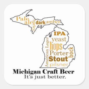 Sticker Carré Bière d'artisanat du Michigan - C'est juste mieux.