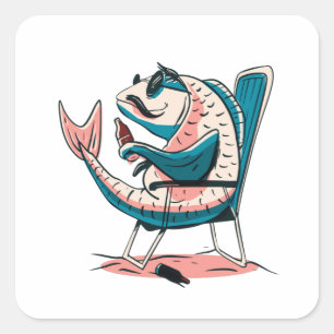 Sticker Carré Bière de poisson carpe