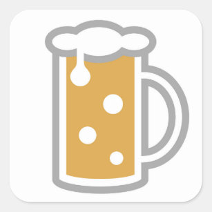 Sticker Carré Bière drôle Emoji