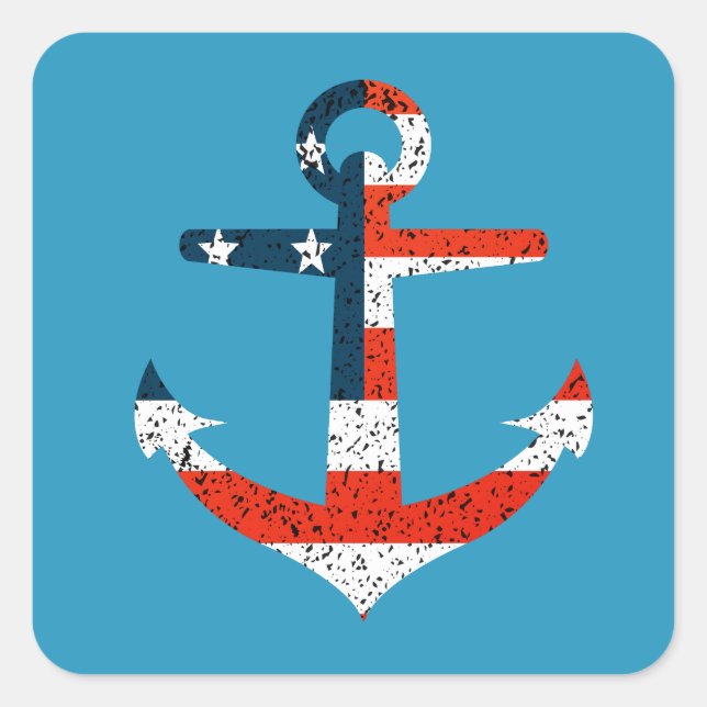 Sticker Carré Big American Flag Ancre (Devant)
