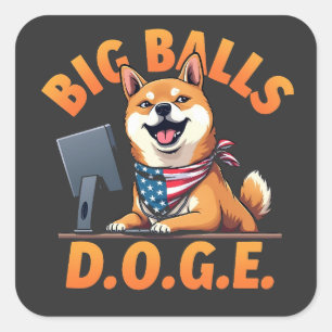 Sticker Carré Big Balls Doge Département de l'efficacité du gouv