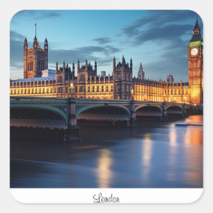 Sticker Carré Big Ben, Londres.