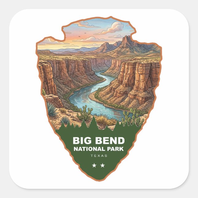 Sticker Carré Big Bend National Park Arrowhead (Devant)