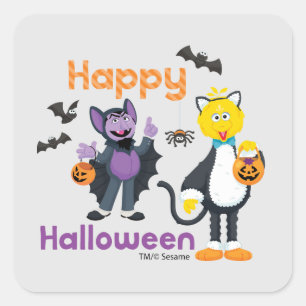 Sticker Carré Big Bird et le Comte   Joyeux Halloween