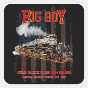 Sticker Carré Big Boy Train à vapeur Vintage Locomotive américai