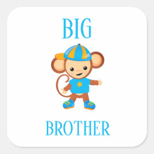 Sticker Carré Big Brother habillé Singe texte personnalisé