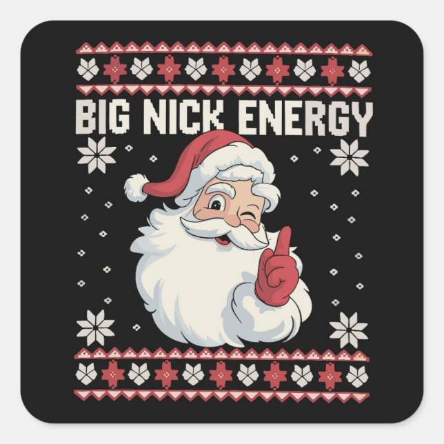 Sticker Carré Big Nick Energy Santa Ugly Christmas Sweater (Devant)