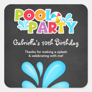 Sticker Carré Big Splash Merci de la fête du pool