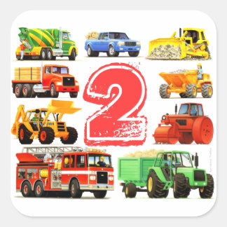 Sticker Carré Big Trucks 2e anniversaire