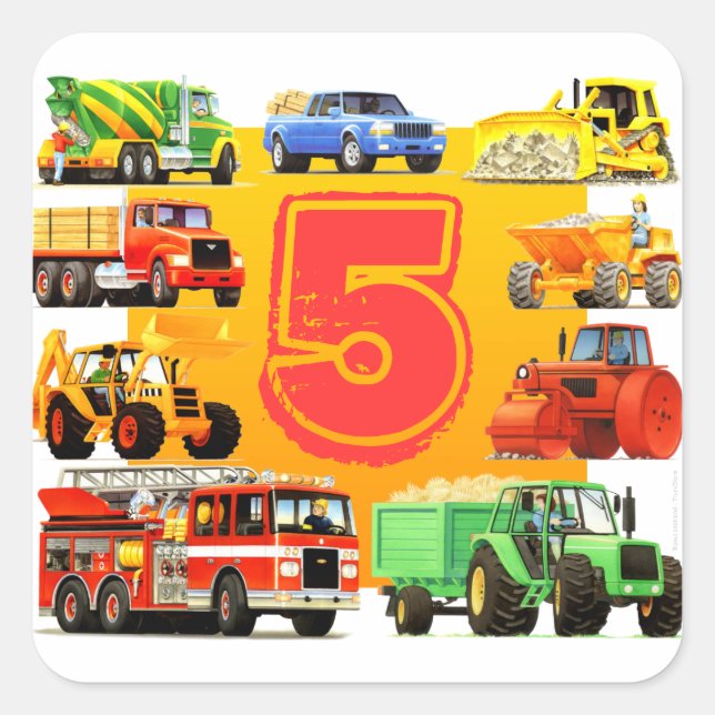 Sticker Carré Big Trucks 5e anniversaire (Devant)