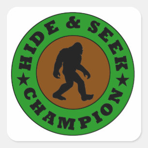 Sticker Carré Bigfoot Caché Et Chercher Champion