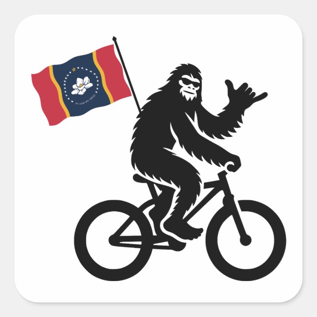 Sticker Carré Bigfoot Cycling Mississippi Flag (Devant)