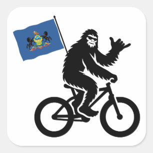 Sticker Carré Bigfoot Cyclisme Drapeau de Pennsylvanie