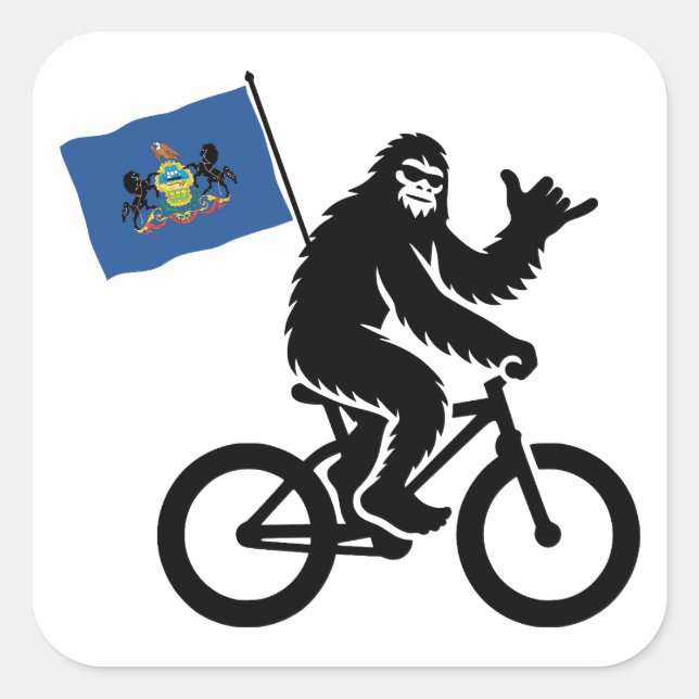 Sticker Carré Bigfoot Cyclisme Drapeau de Pennsylvanie (Devant)