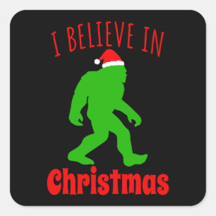 Sticker Carré Bigfoot drôle Je crois en Noël