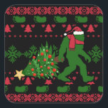 Sticker Carré Bigfoot on genou<br><div class="desc">bigfoot christmas yeti sasquatch,  beautiful snowflakes adorable knitted ,  crochet funny cartoon snow ,  ch bifoot christmas yeti , </div>