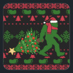 Sticker Carré Bigfoot on genou<br><div class="desc">bigfoot christmas yeti sasquatch,  beautiful snowflakes adorable knitted ,  crochet funny cartoon snow ,  ch bifoot christmas yeti , </div>