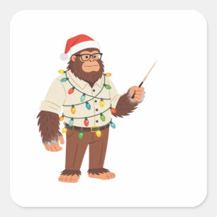 Sticker Carré Bigfoot Sasquatch Infirmière Noël Soins infirmiers