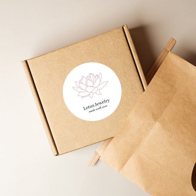 Sticker Carré Bijoux affaires lotus rouge fleur votre logo ici (Créateur téléchargé)