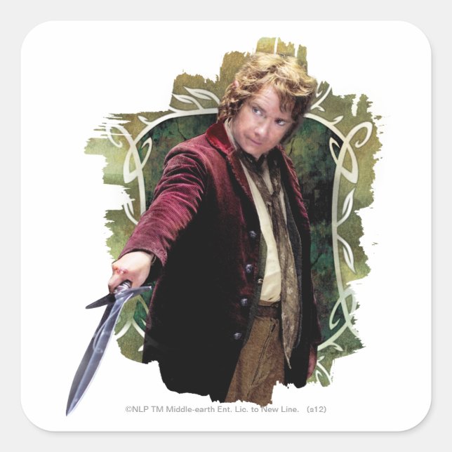 Sticker Carré BILBO BAGGINS™ avec épée (Devant)