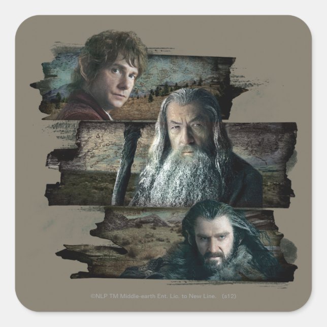 Sticker Carré BILBO BAGGINS™, Gandalf, THORIN OAKENSHIELD™ (Devant)