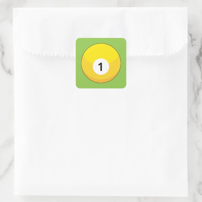 Sticker Carré Billard jaune numéro un (Sac)