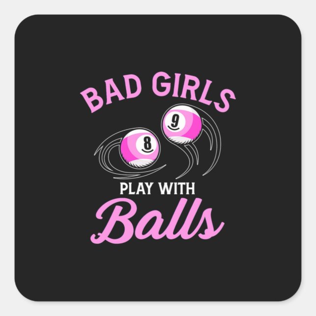 Sticker Carré Billard Snooker Girls Jouer Avec Billiard Balls (Devant)