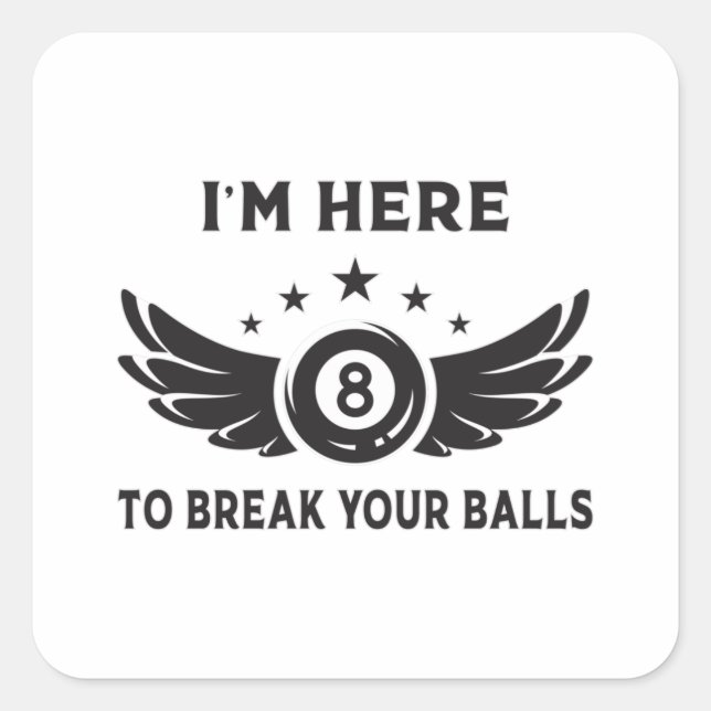 Sticker Carré Billiard 8 Ball Snooker Billiards Drôle Idée cadea (Devant)