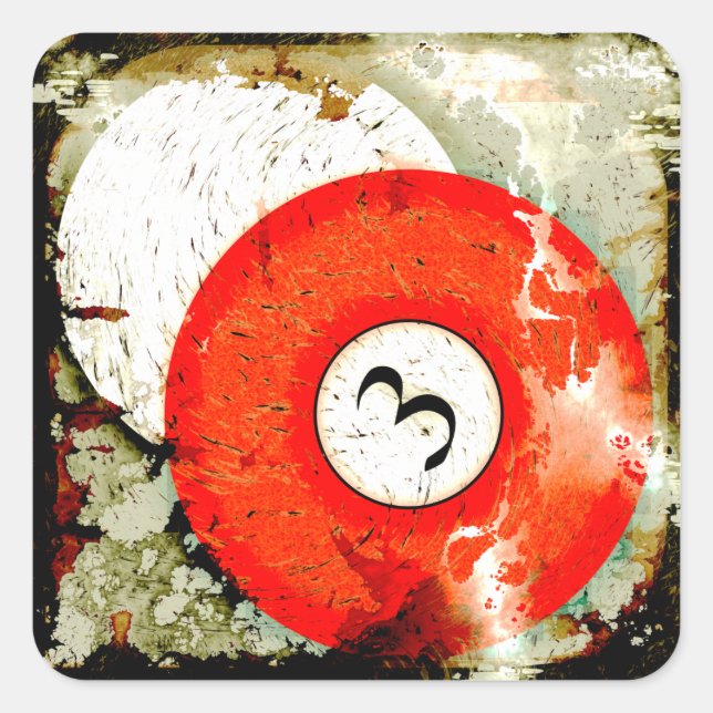 STICKER CARRÉ BILLIARDS BALL NUMÉRO 3 (Devant)