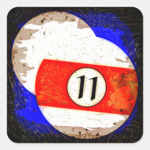 STICKER CARRÉ BILLIARDS NUMÉRO DE BALLE 11