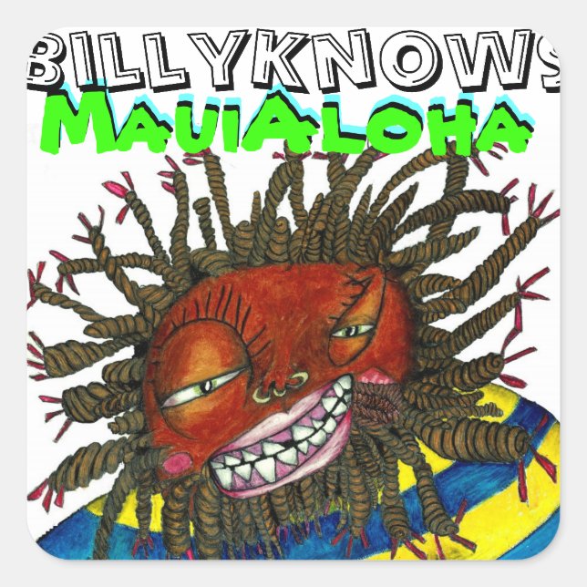 Sticker Carré BillyKnows Maui Aloha (Devant)