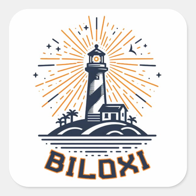 Sticker Carré Biloxi Mississippi Lighthouse Sunrise (Devant)