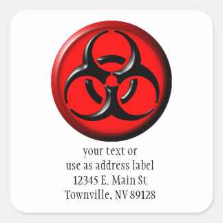 Sticker Carré BioHazard Toxic - Rouge