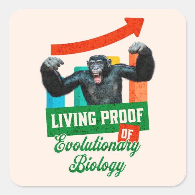 Sticker Carré Biologie de l'évolution Humour des primates (Devant)