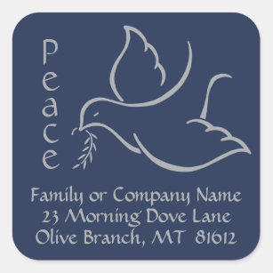 Sticker Carré Bird of Peace Dove Marine Blue Retourner l'adresse
