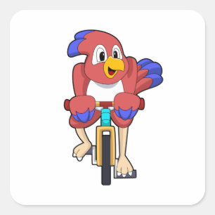 Sticker Carré Bird with bicycle