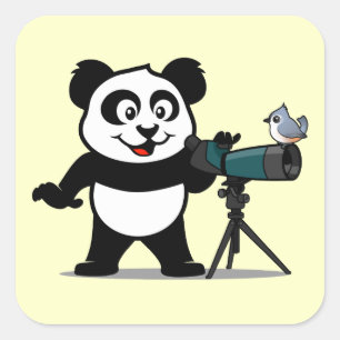 Sticker Carré Birding Panda