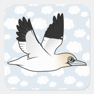 Sticker Carré Birdorable Flying Northern Gannet