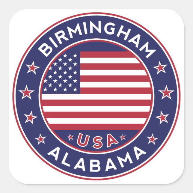 Sticker Carré Birmingham, Alabama, USA (Devant)