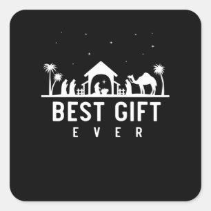 Sticker Carré Birthday Jésus Nativity Religious Christmas Christ