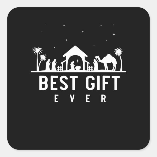 Sticker Carré Birthday Jésus Nativity Religious Christmas Christ (Devant)