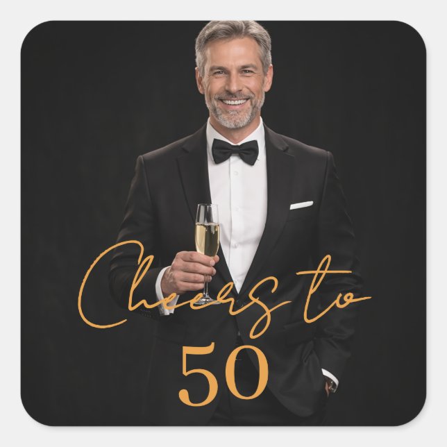 Sticker Carré Birthday party photo cheers gold (Devant)