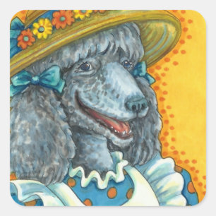 STICKER CARRÉ BISCUITS DE CHIENS ET BASSIN D'OEUFS DE PÂQUES, PO