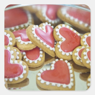 Sticker Carré biscuits doux de valentine dans une boîte à