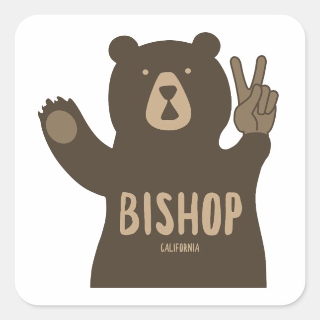 Sticker Carré Bishop California Peace Bear (Devant)
