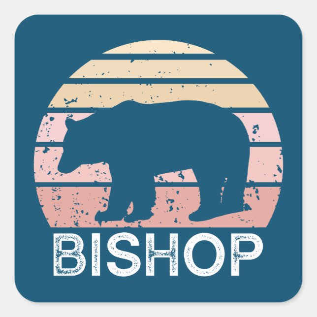 Sticker Carré Bishop California Retro Bear (Devant)