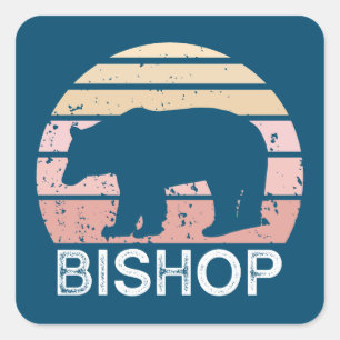 Sticker Carré Bishop California Retro Bear