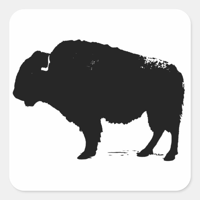 Sticker Carré Bison de Buffalo Art noir et blanc (Devant)