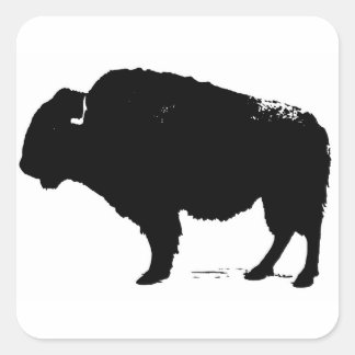 Sticker Carré Bison de Buffalo Art noir et blanc
